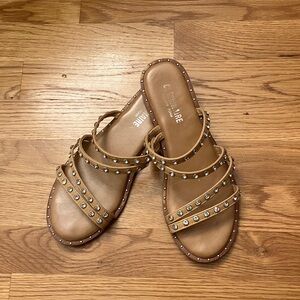 Elegant Tan Studded Sandals